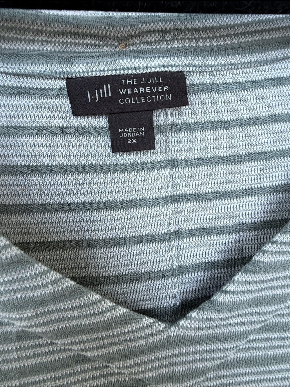 J.Jill Striped V-Neck Tee - Light Sage/White - Picture 3 of 6